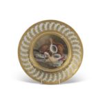 WorcesterBarr Flight and Barr plate decorated with seashells within a gilt leaf border, the