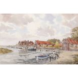 George Sear (British, b.1937), Blakeney Habour, watercolour, signed. 13x20ins.
