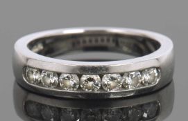 'Hearts on Fire' platinum diamond half eternity ring, chanel set with seven round brilliant cut