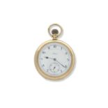 18ct gold open face Waltham USA pocket watch, circa 1880-1900, the watch has a white enamel dial