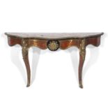 19th century brass and boule work side or hall table of serpentine form, with single frieze drawer