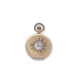 A 9ct gold Half Hunter pocket watch g/w 92gms approx, white enamel dial with sub second dial and