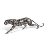 20th Century cast metal model of a prowling Leopard 62cm