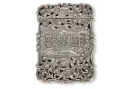 Fine Victorian card case of shaped rectangular design with hinged top, depicting to each side