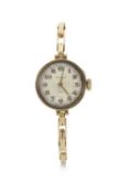 Vintage 18ct gold ladies Rolex wrist watch, has a manually crown wound movement, hallmarks for