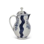 Lowestoft porcelain milk jug and cover in the Robert Browne pattern