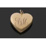 14k stamped heart padlock, one side engraved with initials, hinge opening to a twin glazed interior,