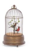 20th Century automaton formed as two singing birds in a cage, 29cm high