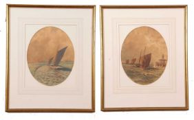 British School, 19th Century, A pair of watercolours depicting Broadland wherries and trawlers off