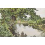 Alfred H. Palmer (British 1911-1985), Riverscape, watercolour, signed. 12x18ins.