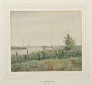 William Edward Mayes (British,1861-1952), "Easters Yacht Station Acle", watercolour, signed,