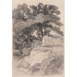 John Sell Cotman (British,1782-1842) "Duncomb Park, Yorkshire", etching, dated 1811, 8.5x5.5ins