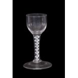 Georgian wine or cordial glass, the bucket bowl above an opaque twist stem and folded foot, 13cm