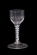 Georgian wine or cordial glass, the bucket bowl above an opaque twist stem and folded foot, 13cm