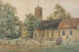 Charles H. Harrison (British 1842-1902), A watercolour of Barsham Church, near Beccles, signed.