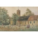 Charles H. Harrison (British 1842-1902), A watercolour of Barsham Church, near Beccles, signed.