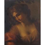 Italian School, Late 19th Century, Portrait of a lady in classical dress, probably a fragment of a