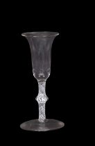 A wine glass, the bell and bowl above a twist stem with medium knop, 17cm high