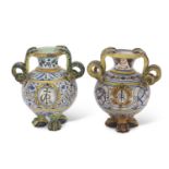 Pair of Italian Maiolica vases probably 19th Century both with the inscription 'Certosa Di
