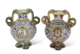 Pair of Italian Maiolica vases probably 19th Century both with the inscription 'Certosa Di