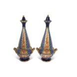 Pair of MacIntyre vases with an aurelian ware design by William Moorcroft, 29cm high