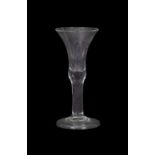 Vintage wine glass, the bell and bowl above a clear stem and folded foot, 17cm high
