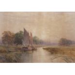 Charles Bentley (British,1806-1854), 'On The River Yare', watercolour, signed. 20x29ins