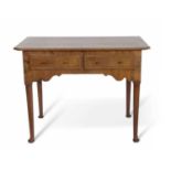 18th Century style walnut veneered side table with two frieze drawers raised on tapering legs with