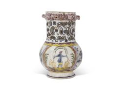 Rare French faience puzzle jug possibly Sceaux ou Rouen 18th Century, decorated with floral sprays