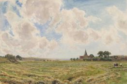 Robert Thorne Waite RWS (British, 1842-1935), 'A Sussex Landscape and distant village,
