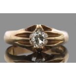 Victorian single stone diamond ring, the round old brilliant cut diamond, 0.85ct approx, prong set