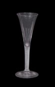 An air twist toasting glass with drawn trumpet bowl, 18cm high