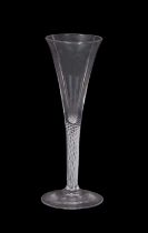 An air twist toasting glass with drawn trumpet bowl, 18cm high