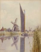 Stephen John Batchelder (1849 -1932) "Stacey Arms with wherry", watercolour, signed, 10x8ins