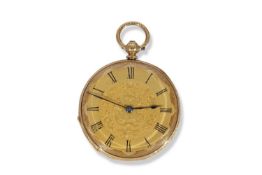 High grade Badeloff-Geneve yellow metal ladies key wound pocket watch, case has decorative design