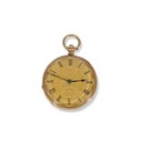 High grade Badeloff-Geneve yellow metal ladies key wound pocket watch, case has decorative design