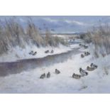 Colin W. Burns (British, b.1944), Winter Wildfowl, Hickling, oil on board, signed Colin W Burns