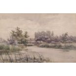 Stephen John Batchelder (British,1849-1932), "Broads scene", watercolour, signed,10x16ins.