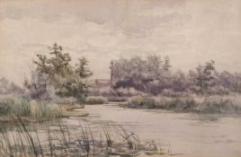 Stephen John Batchelder (British,1849-1932), "Broads scene", watercolour, signed,10x16ins.