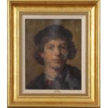 British School, 19th Century, Portrait of a young man wearing a beret, oil on canvas, work appears
