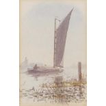 Stephen John Batchelder (British,1849-1932), a pair of wherries on Broadland rivers, watercolours,