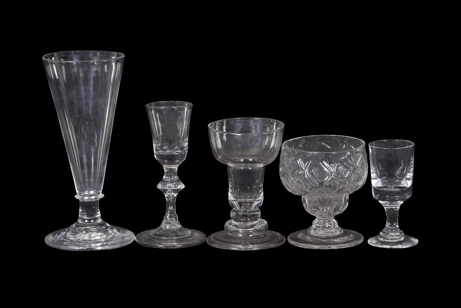 Group of various glasses, 18th Century and later including a pan top firing glass, two further small - Image 2 of 2