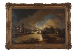 Joseph Paul (1804-1887), View of Norwich from the River Wensum, oil on canvas, signed. 17x27ins.,