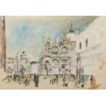 Italian School, 20th Century, View onto the Piazza San Marco, Venice, the Basilica of St Mark and