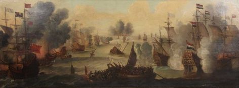 Style of Jan Abrahamsz Beerstraaten (Dutch, 1622-1666), A Naval engagement between Dutch and British