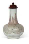 Chinese porcelain vase, the bulbous body decorated with a gilt and iron red design with a Ming style