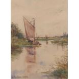 Percy J. Youngs (British, fl.1947-1964), On the River Bure, Norfolk, watercolour, signed. 9x7ins.