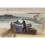 Peter Francis Campbell (British, 1931-1989), Fisherman, watercolour. 14x21ins., approx. Qty: 1