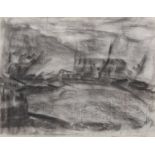 Lilian Thirza Charlotte Holt, (British, 1898-1983)) 'Thames', charcoal on paper, signed, framed