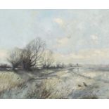 Colin W Burns (British, b.1944), Winter on the Bure, oil on canvas, signed, 20x16ins, framed.